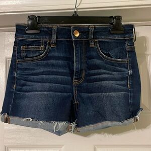 American Eagle - hi- rise shortie - dark wash blue jean shorts - size 4